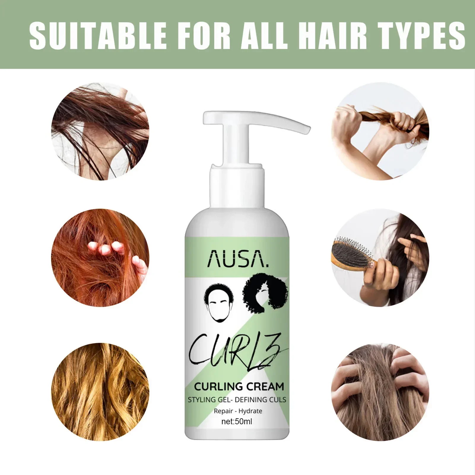 50ml Hair Volumizing Cream Hair Conditioner Volume Lift Styling Cream Curly Elastin Curl Defining Nourishing