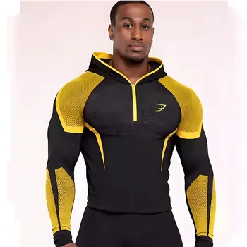 Maglietta a Compressione da Palestra Rashguard 2026 Nuova T-Shirt Sportiva con Cappuccio per Uomo, Asciugatura Rapida, Maniche Lunghe e Aderente