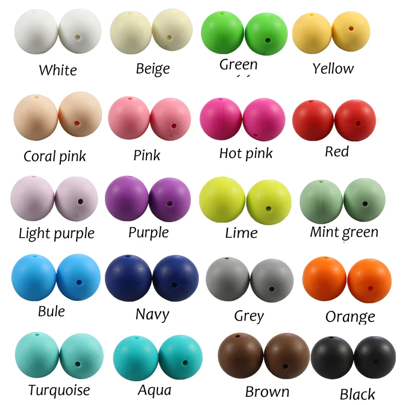 lava beads 100pcs/Lot 10mm/12mm/15mm/20mm Silicone Round Beads Food Grade Teether Beads Baby Chewable Teething Beads For Diy Necklace beads for bracelets Beads