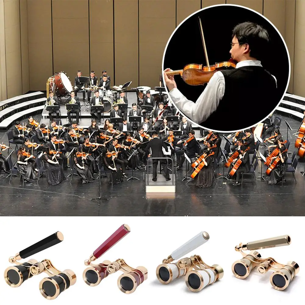 

Портативный винтажный Металлический мини-бинокль со встроенной складной ручкой для музыкальных концертов, сцены, драмы, оперы O1K5