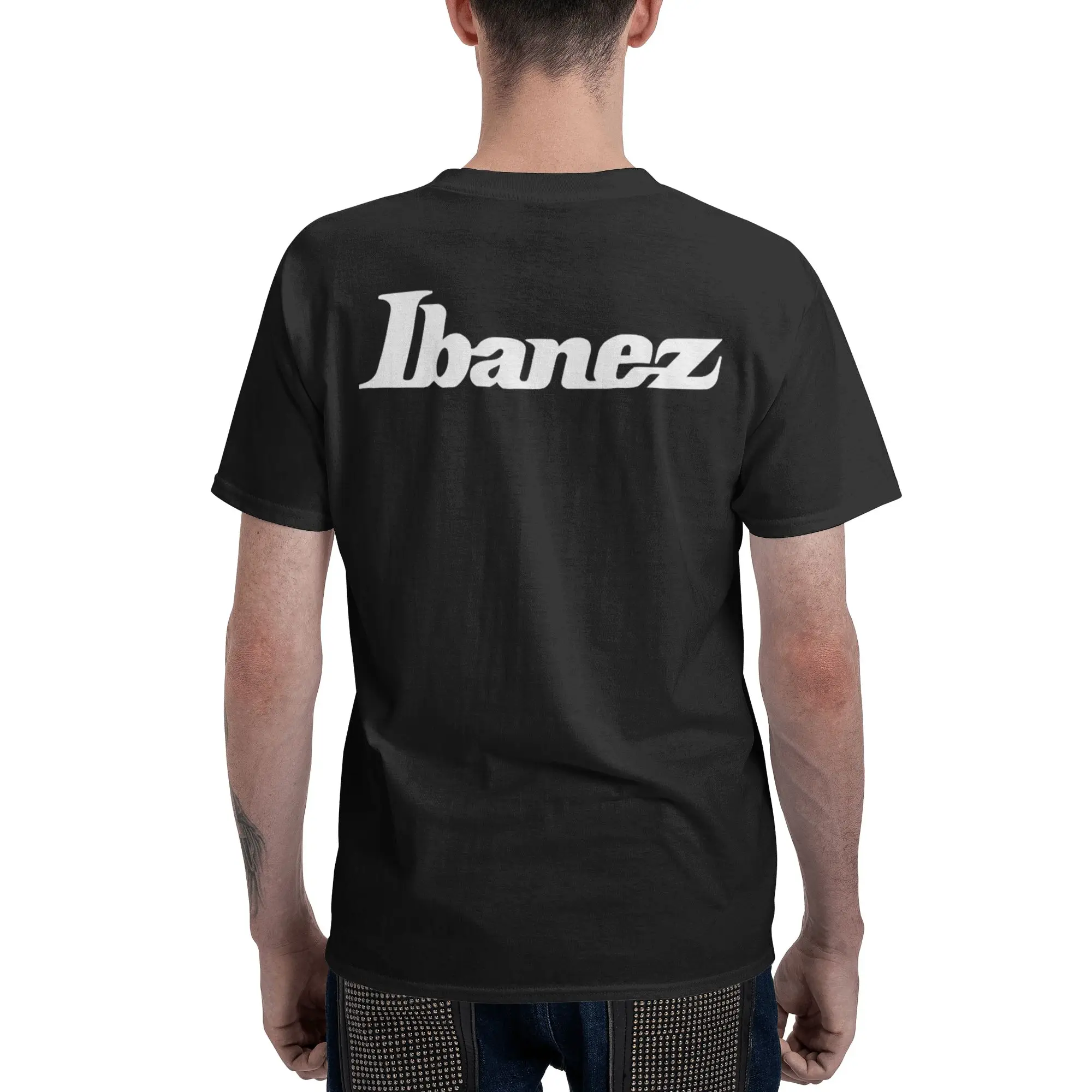 Ibanez Guitars Herren-T-Shirt, doppelseitig, Übergrößen-T-Shirts, Herren-T-Shirts mit O-Ausschnitt, Baumwolle, kurz, Sommer, für Herren – Detail 5