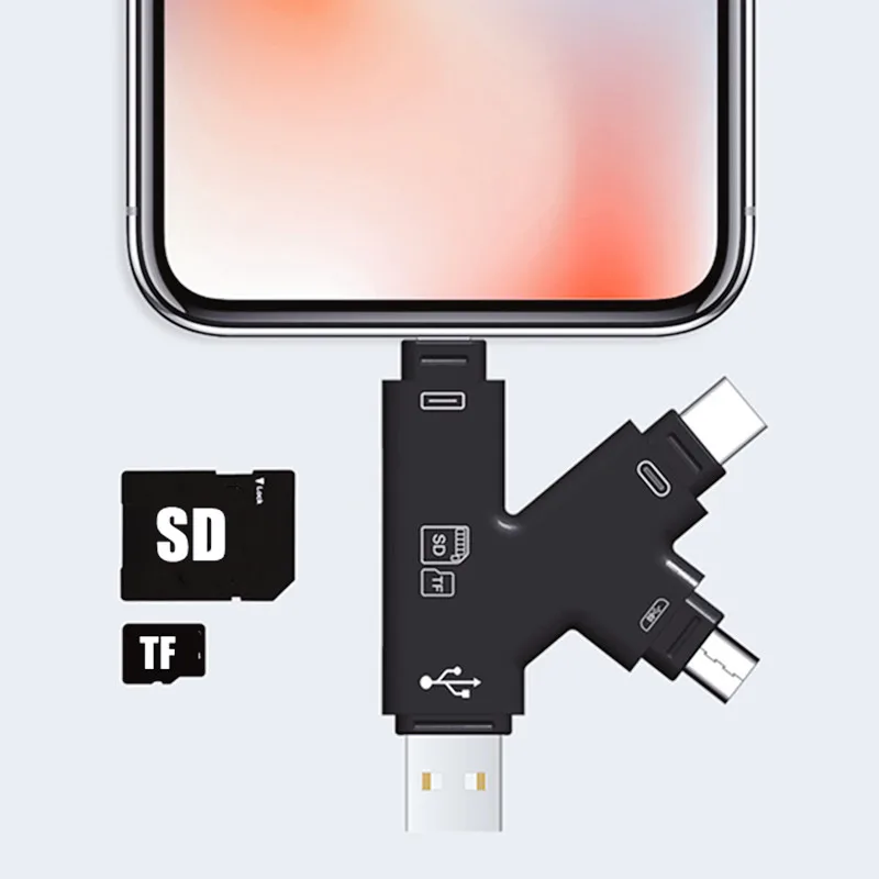 Lettore di schede SD per iPhone iPad, 4 in 1 visualizzatore di schede fotocamera, Scheda Micro SD lettSura scheda di memoria adattatore per iPhone