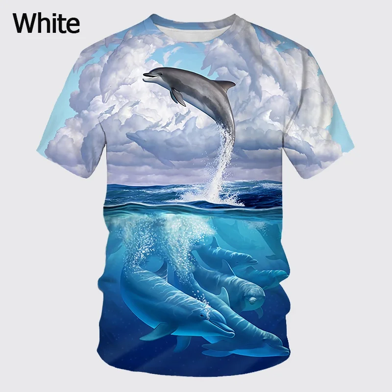 

Summer Cute Animal Dolphin T-shirt 3D Printed Men Women Unisex Funny Marine Casual Oversized men's Tees Short Sleeve Boy