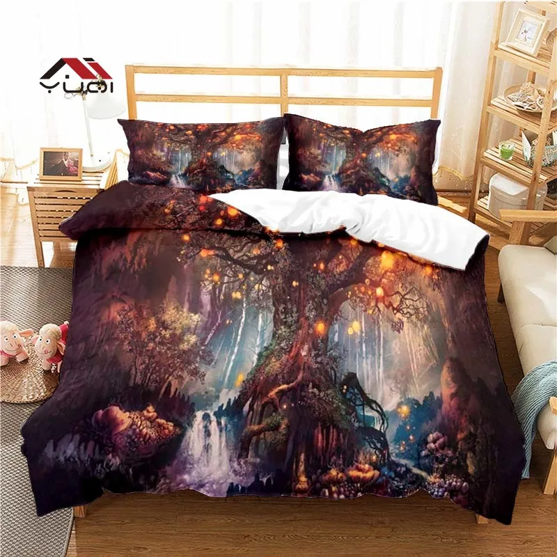 

Tree Landscape Duvet Cover Set Bedding for Aldult Kids Bed Set Game Quilt Cover Comforter Cover Bedding Set 6 Sizes