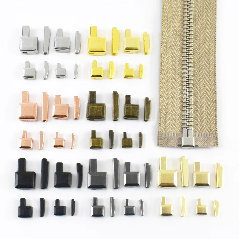 금속 지퍼 수리 키트 3 5 8 10 지퍼 스토퍼 상단 하단 스톱 인서트 핀 박스 지퍼 교체 부품 DIY 바느질 액세서리