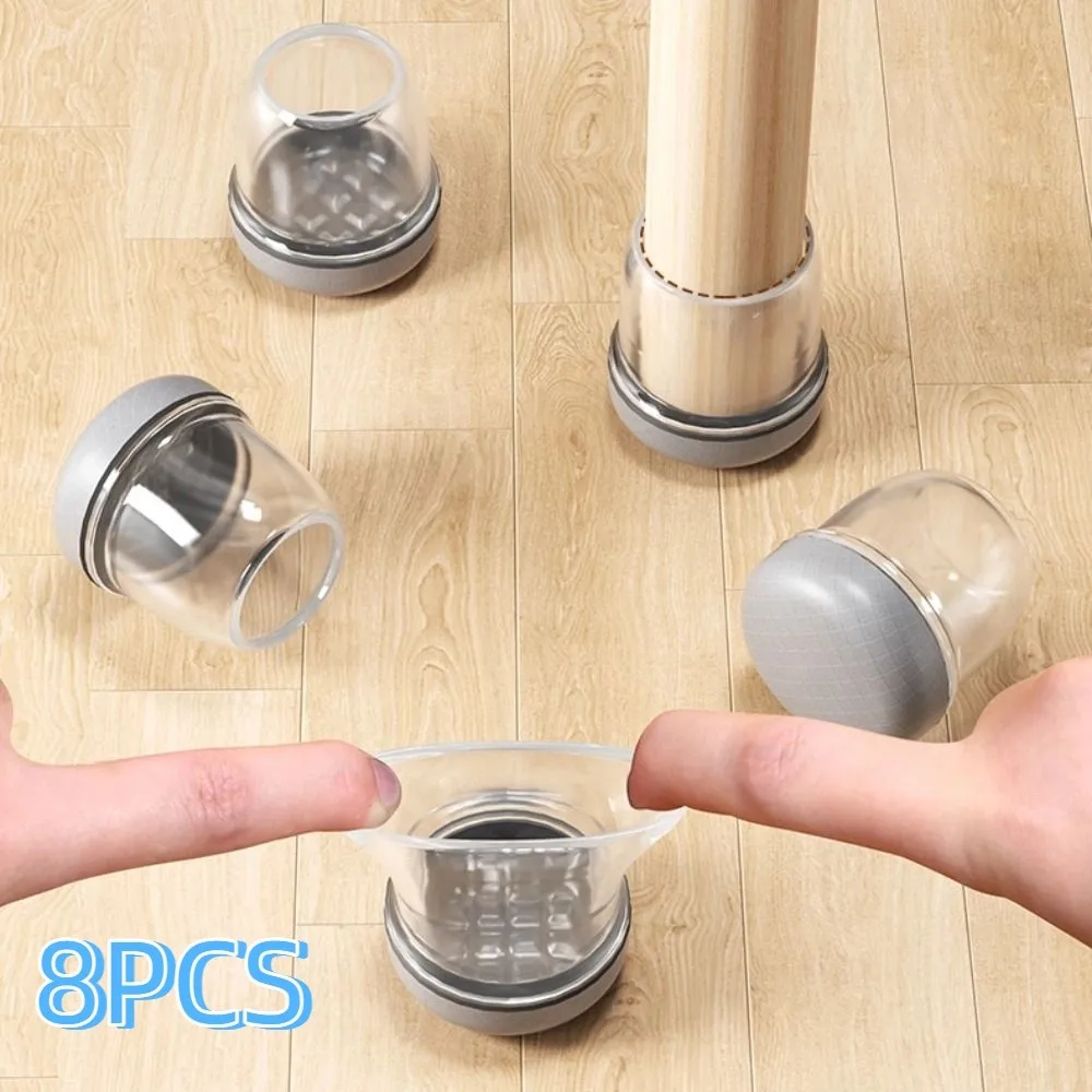 8 Pcs Non-slip Chair Leg Protector Pad Wear-resistant Resilient Furniture Feet Pad Avoid Sticky Hair Thickened Chair Leg Cover