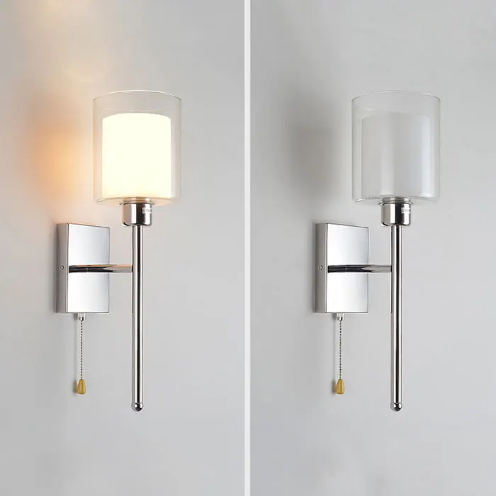 the range wall lights Modern art deco wall light with pull chain switch, america style chrome finish bedside wall lamp,industrial nordic sconces wall mounted bedside lights