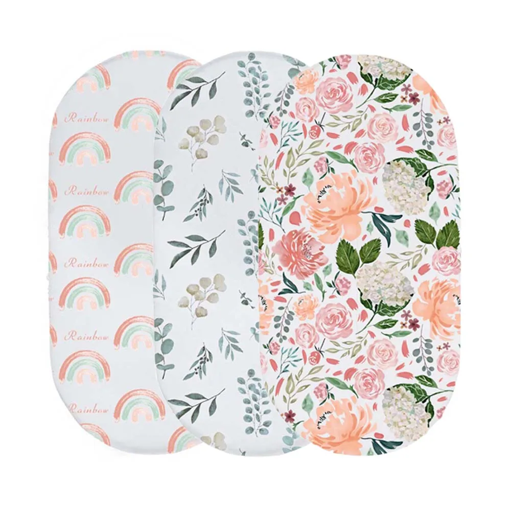 

Newborn Bassinet Sheet Ultra Soft Fitted Sheet Universal Fit for Cradle Moses Basket Oval Rectangle Pad/Mattress Playard Bedding