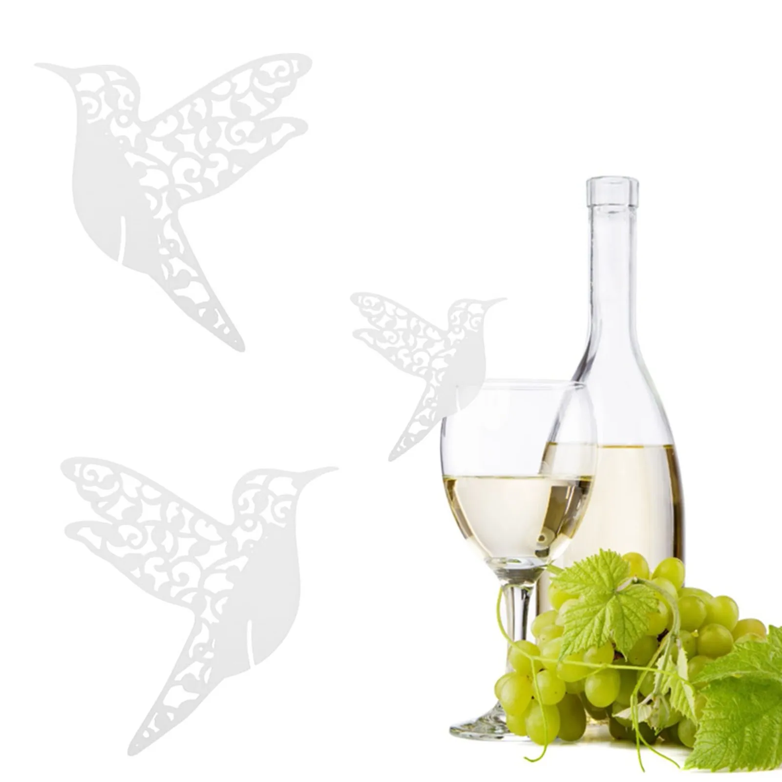 50Pcs Creative Little Bird Shape Wedding Hollow Name Place Cards for Wine Glass Table Decoration