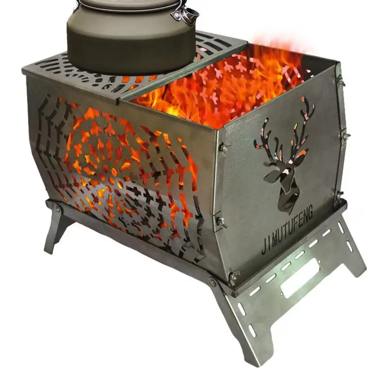 Campeggio Fire Pit Inceneritore Portatile Stufa A Legna Tenda Stufa A Legna In Acciaio Inox Modello Cervo Pieghevole Burn Barrel