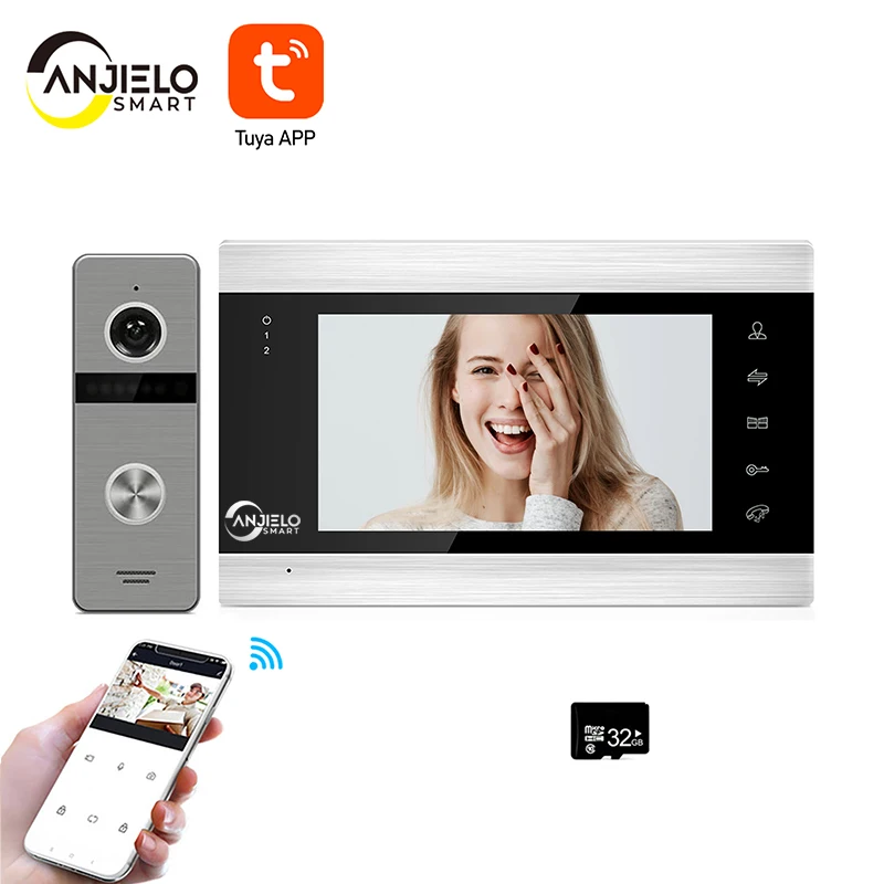 audio intercom Tuya Smart App 7 Inch 960P Video Door Phone WiFi Wire Intercom System for Multi-Apartments Security Mobile Phone Remote Control smart intercom system Door Intercom Systems