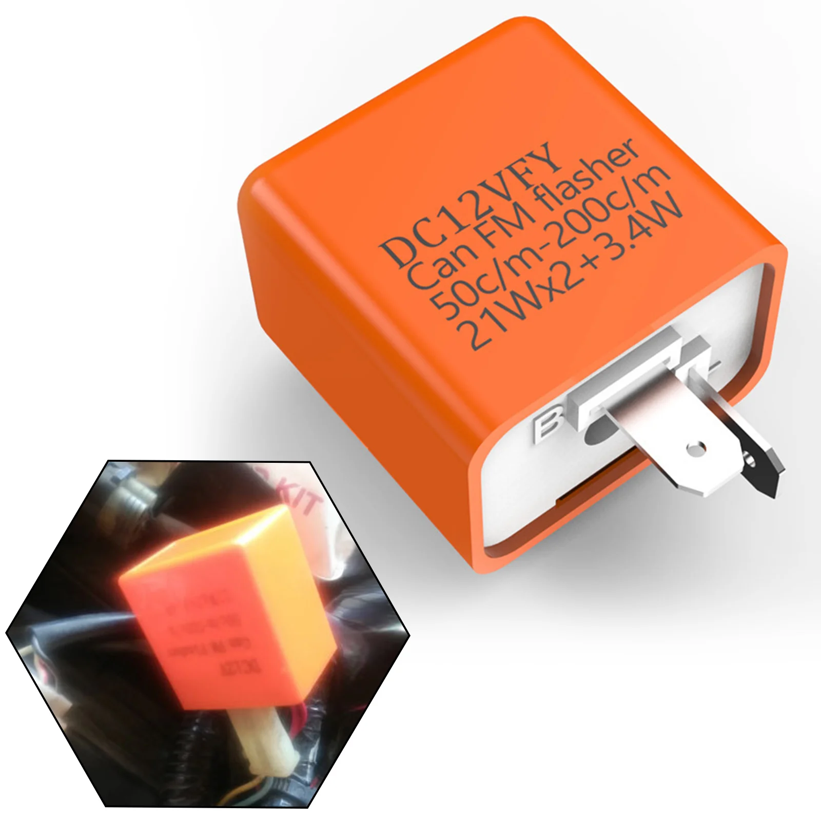 

12V Orange Universal Adjustable Frequency Square Flashing Led Flasher Motorcycle Led Lights Turn Signal Indicator Flash Relay