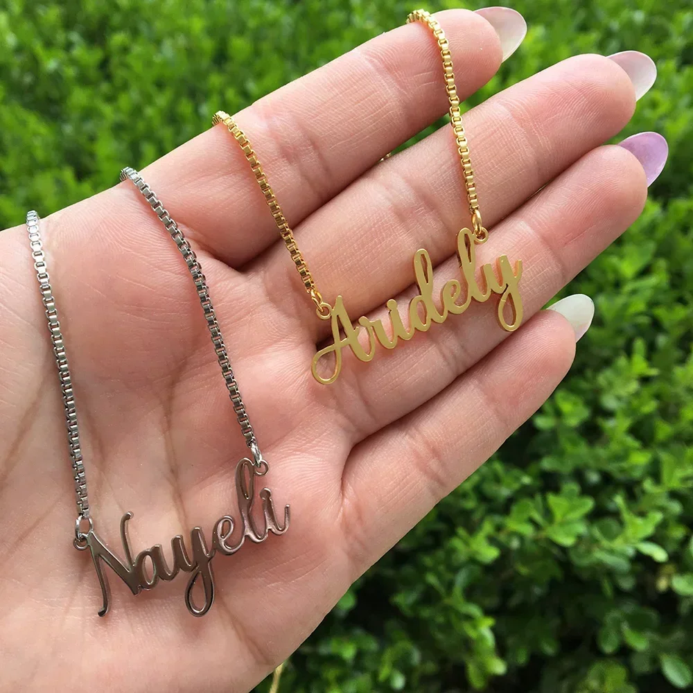 Personalized Necklace Gold Personalised Name Plate Necklace Real