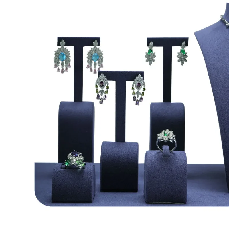 Blue Jewelry Display Stand Set Modern Ring Earring Bracelet Mannequin Holder for Boutique Counter Retail Wholesale