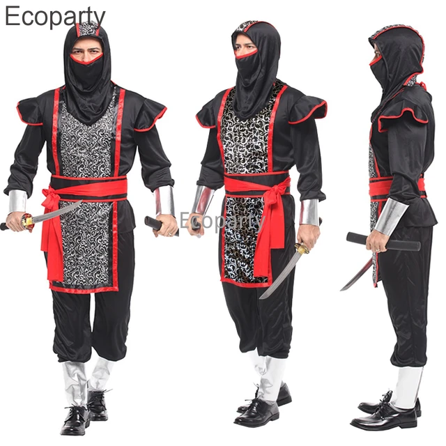 Disfraz de ninja japonés para hombre, disfraz de guerrero negro para  adultos, trajes de Halloween