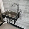 Simple Wall-mounted Kitchen Sinks Stainless Steel Kitchen Washbasin Single-slot Small Apartment Wall-mounted Sinks with Bracket 5