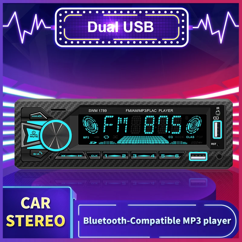 Swm1789 Car Radio Audio 1din Bluetooth Stereo Mp3 Player Fm