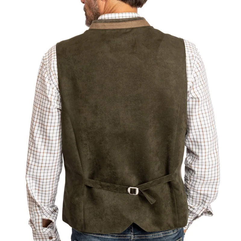 Men Vest Army Green With Collar Casual Business With Waistcoat For Wedding Groomsmen Banquet Work Set Men Vest 2