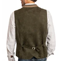 Men Vest Army Green With Collar Casual Business With Waistcoat For Wedding Groomsmen Banquet Work Set Men Vest 2