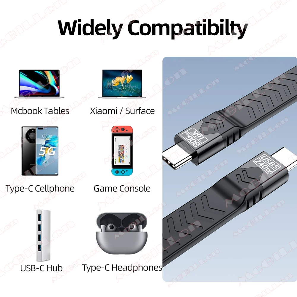 High-Speed USB-C to C Data Transfer Cable - 80Gbps, 240W Fast Charging, 16K Video Support