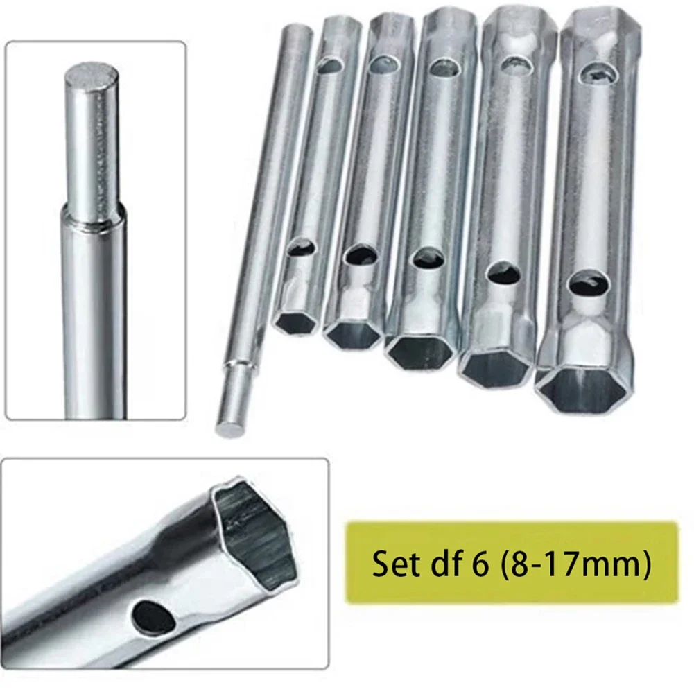 

6PCS 8-17mm Tubular Box Wrench Set Double Ended Tubular Bar Spark-Plug Spanner For Automotive Plumb Repair Tools