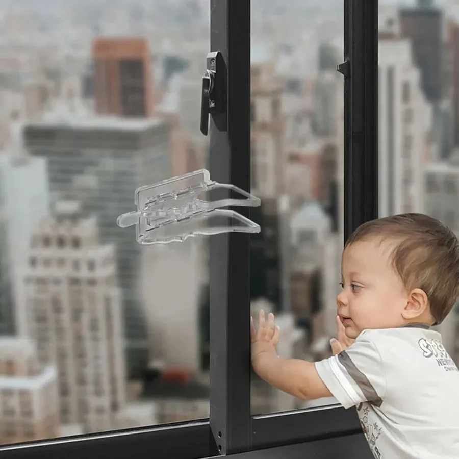 Sliding Window Limit Lock Transparent Butterfly Punch-free Pasted Door Window Safety Locks Buckle Baby Safety Protection 1pcs child lock,safety lock,door window lock