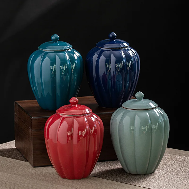 

Classical Ceramic Tea Cans Food Sealed Cans Multi-functional Candy Coffee Beans Medicinal Materials Storage Cans Home Decoration