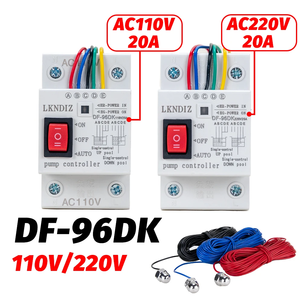 Df-96Dk 110V/220V 20A Regolatore Automatico Del Livello Dell'Acqua Controllo Della Pompa Cisterna Interruttore Del Sensore Di Rilevamento Del Livello 