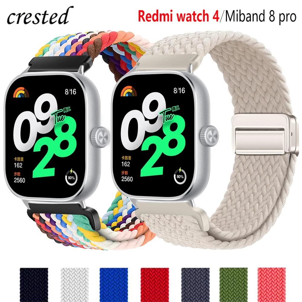 

Магнитный ремешок для Xiaomi Redmi Watch 4, регулируемый плетеный спортивный нейлоновый сменный Браслет для Mi band 8 pro