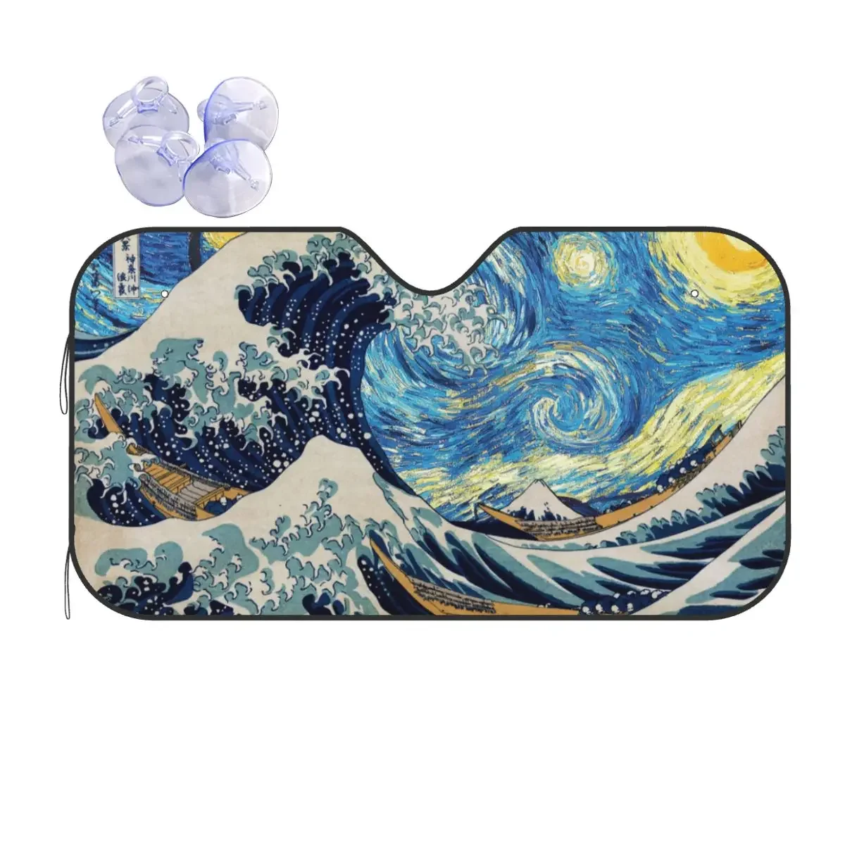 

Psychedelic Kanagawa Surfing Windshield Sunshade Retro Retractable Car Front Windshield Car Window Windscreen Cover Car-styling
