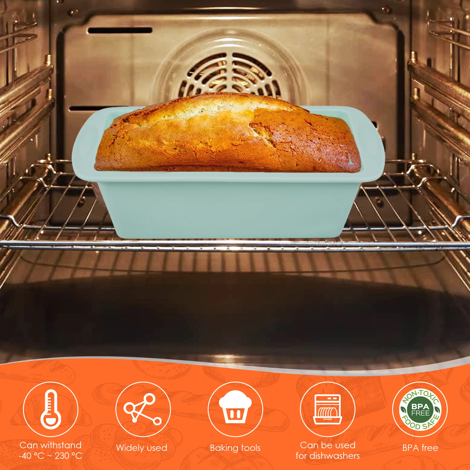 Microwave Oven Cake Baking Pot 4Pcs Rectangular Silicone Bread Pan