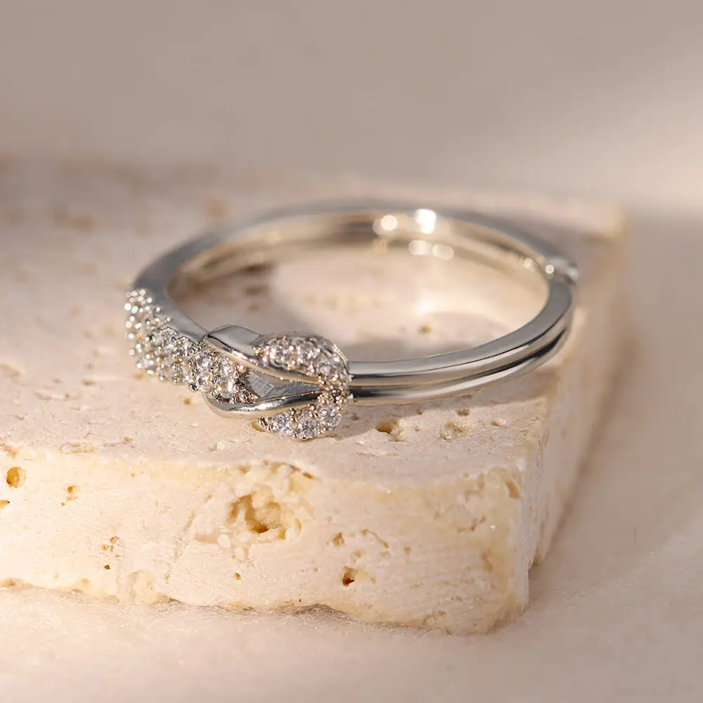 Luxury Zircon Ring Infinity Design Gold Plated Stainless Steel