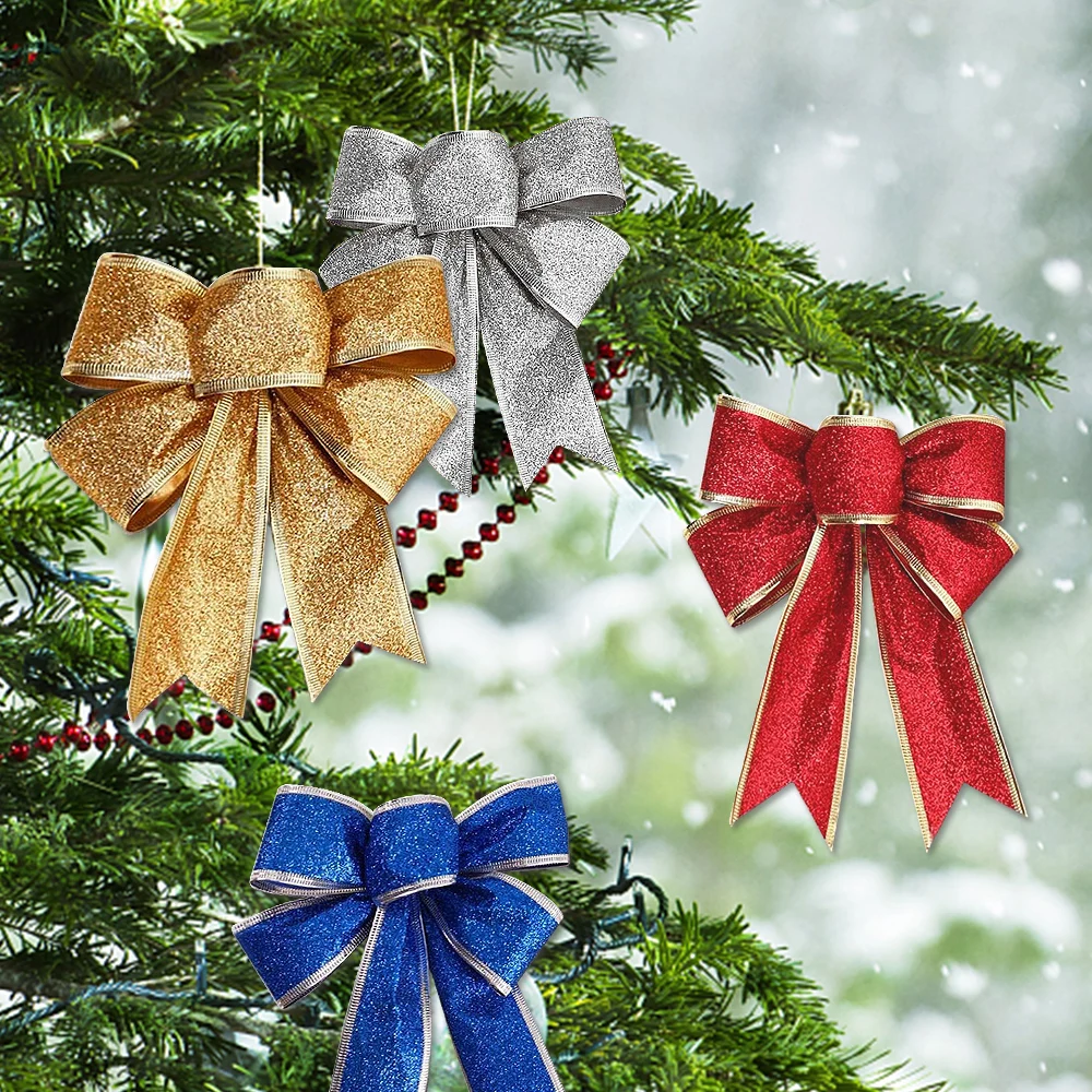 12 Nœuds De Sapin En Velours Rouge – Décorations De Noël Pour Sapin, Couronnes Ou Cadeaux