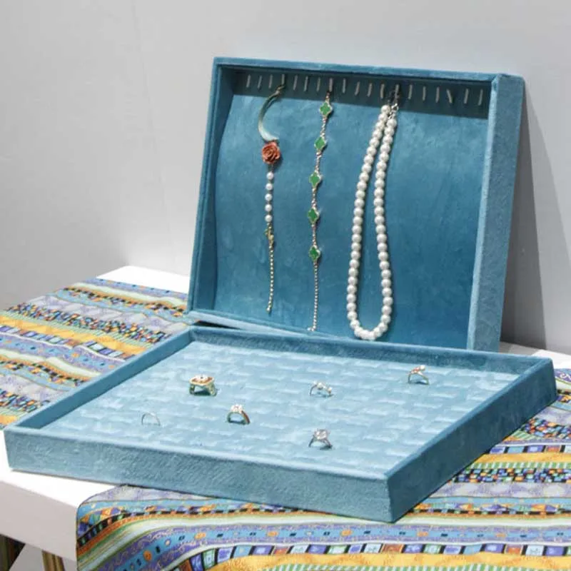 

Wood Jewelry Trays Organizer Tray Storage Display Box Holder for Earring Necklace Brooch Rings Cufflinks
