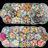1Box Mixed Cute Simulated Dessert Candy Butterfly Nail Art Decorations 3D Resin Cartoon Cat Fish Bear Nail Charms Supplies 1
