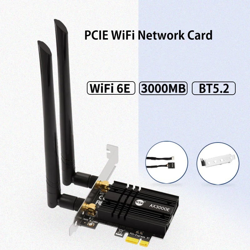

Трехдиапазонный Wi-Fi адаптер AX3000E, 3000 Мбит/с, WiFi6 PCIe, bluetooth 2,4, беспроводная карта 802G/5G/6 ГГц. 11ac/AX 6G Wi-Fi 6E MT7921K для ПК