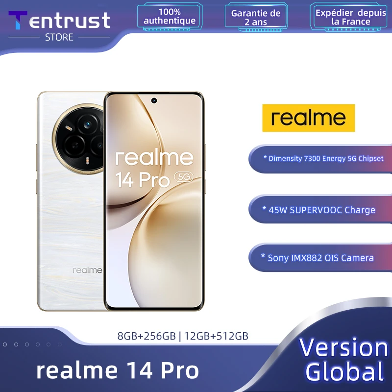 Global Version realme 14 Pro 5G Smartphone 50MP Sony IMX882 OIS Camera Dimensity 7300 Energy 120Hz Curved Vision Display IP69