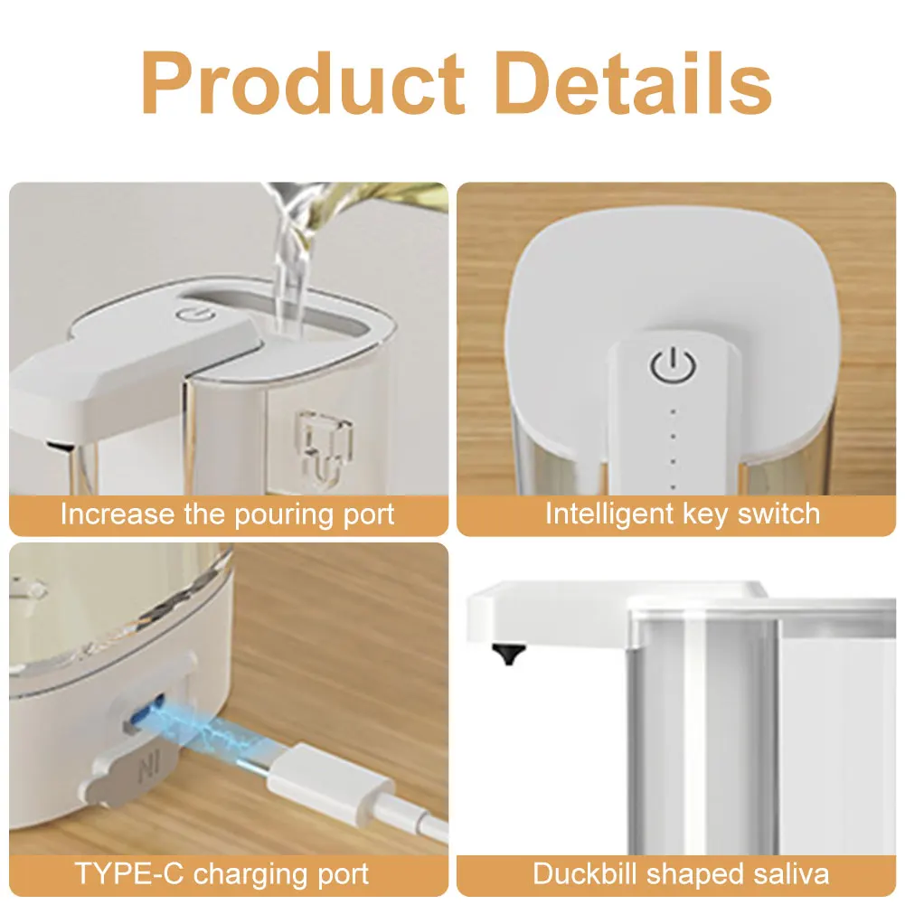 Automatic Soap Dispenser Touchless Dish Soap Dispenser Wall Mount Hands Free Auto Soap Dispenser for Kitchen and Bathroom