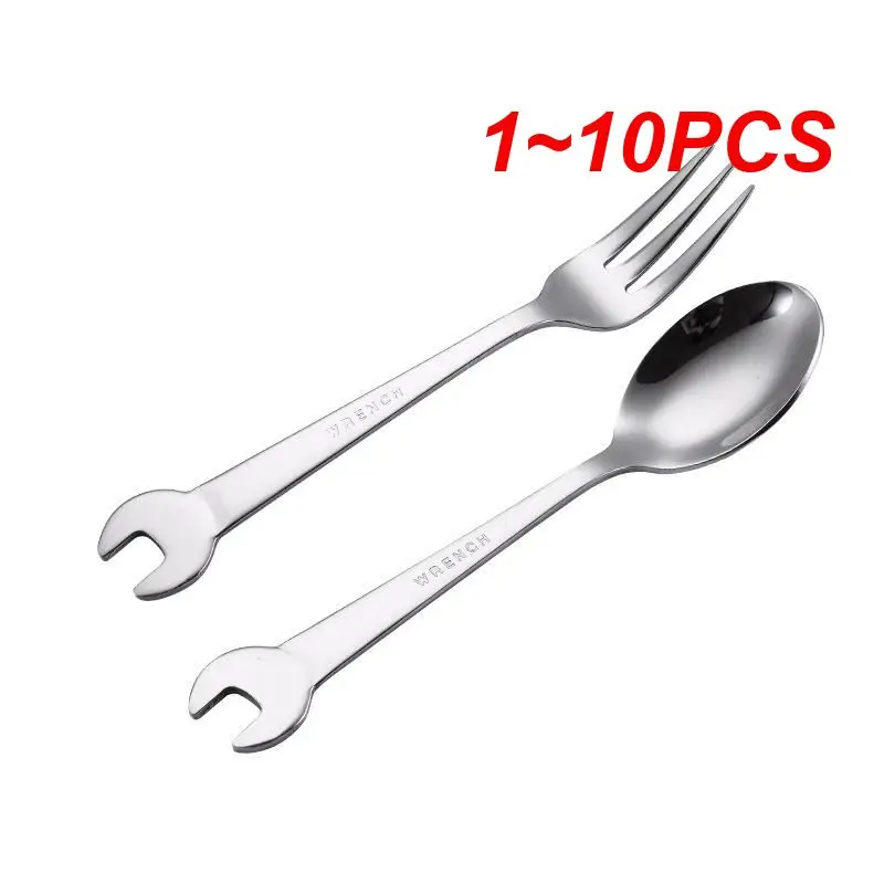 

1~10PCS Stainless Steel Spoon Wrench Spoon Fork Ice Cream SpoonCreative Small Spoon Gift Bar Kitchen Tools Tableware Teaspoons