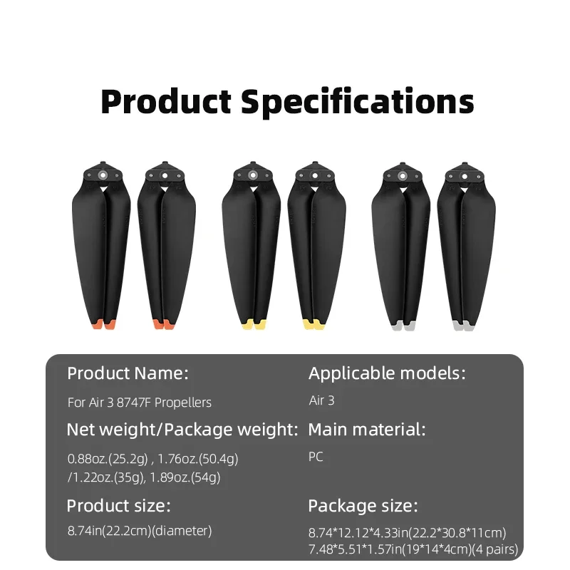 2/4Pair Low Noise 8747F Propeller Props For DJI Air 3/Air 3S Drone Quick-Release Paddle Blade Wing Fan Spare Accessories drone propeller drone propellers drone propeller blades propeller replacement parts