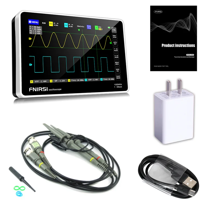FNIRSI 1013D 7 Inch Digital Tablet Oscilloscope Dual Channel 100M Bandwidth 1GS Sampling Rate Portable Mini Tablet Oscilloscope digital oscilloscope