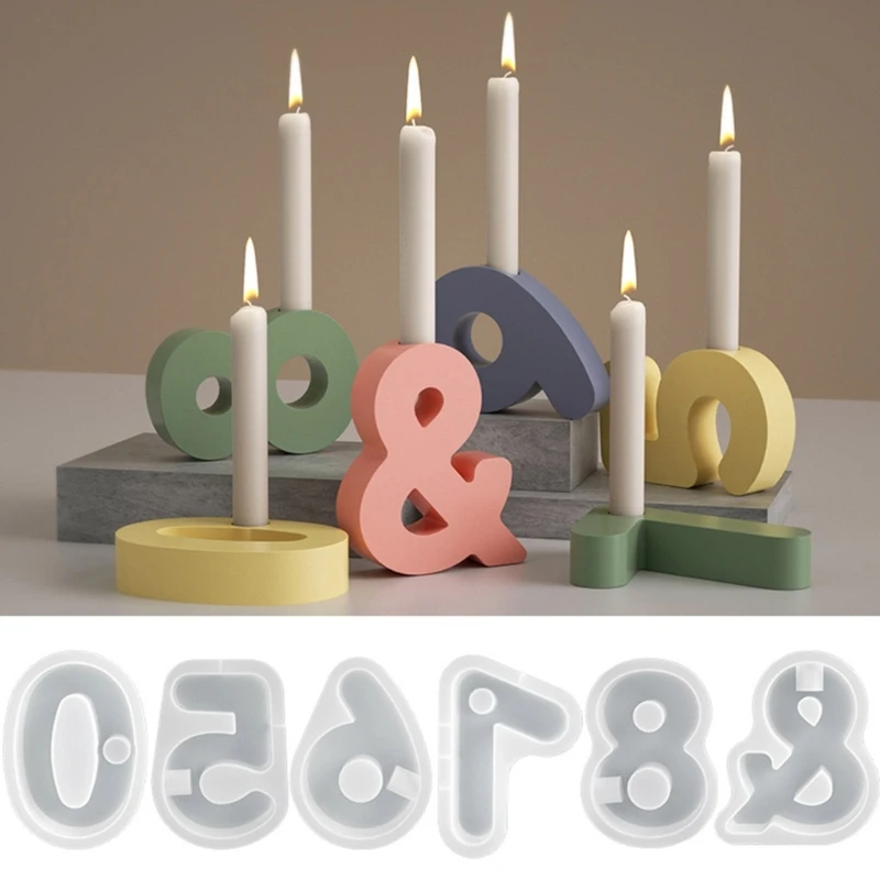 

Digit 1-4 DIY Silicone Mold 3D Handmade Candle Holder Molds Gypsum Resin Mould D0LC