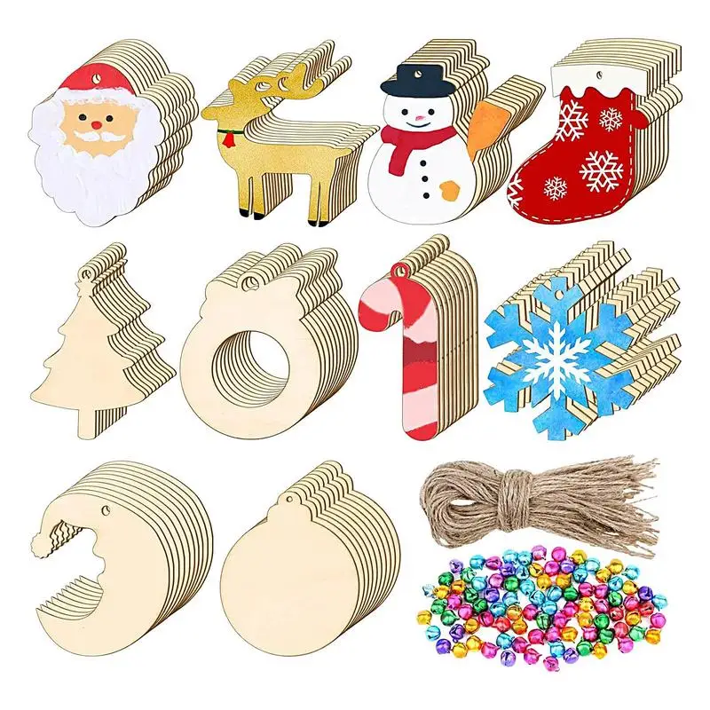 

Unfinished Wood Christmas Ornament Blank Wood Slices DIY Christmas Tree Holiday Hanging Decoration Crafts For Kids Adults