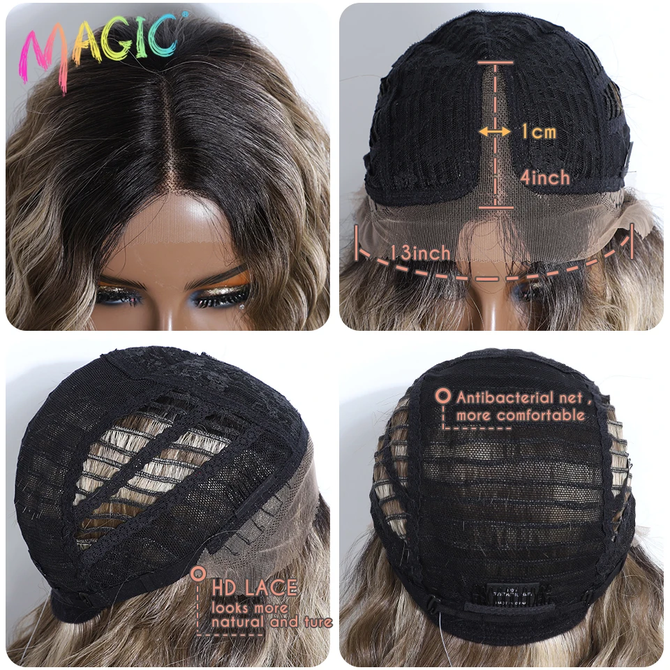 Magic Lace Front Wigs For Women 30" White Wig Body Wave Wig Blonde curly Highlight Cosplay Wigs Synthetic Lace Front