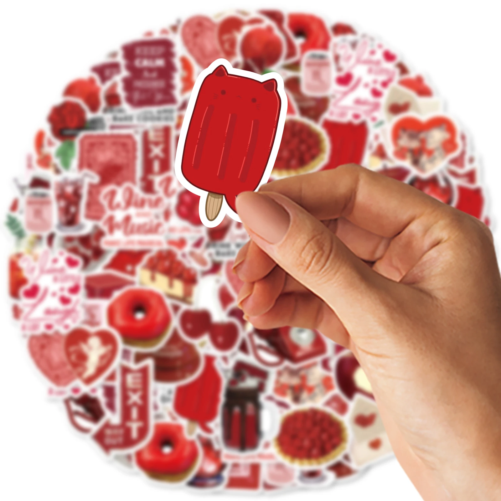 30pcs Rose, Cherry Red Graffiti Stickers Decorated Notebook Water Cup Suitcase Guitar Classic Toy Scrapbook Waterproof PVC Decal 3