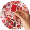30pcs Rose, Cherry Red Graffiti Stickers Decorated Notebook Water Cup Suitcase Guitar Classic Toy Scrapbook Waterproof PVC Decal 3
