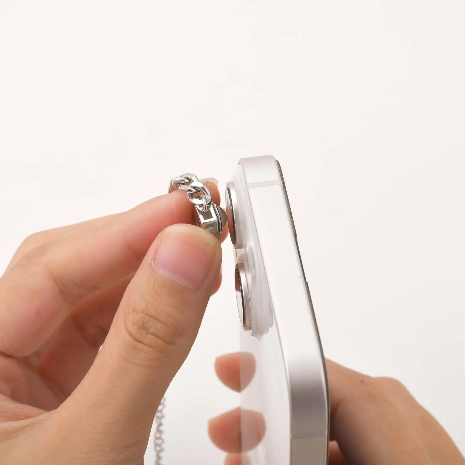 Photo Projection Stone Bracelet for Men Women,Stainless Steel Cuban Chain Wristband,Silver Gold Black Color Adjustable Chain