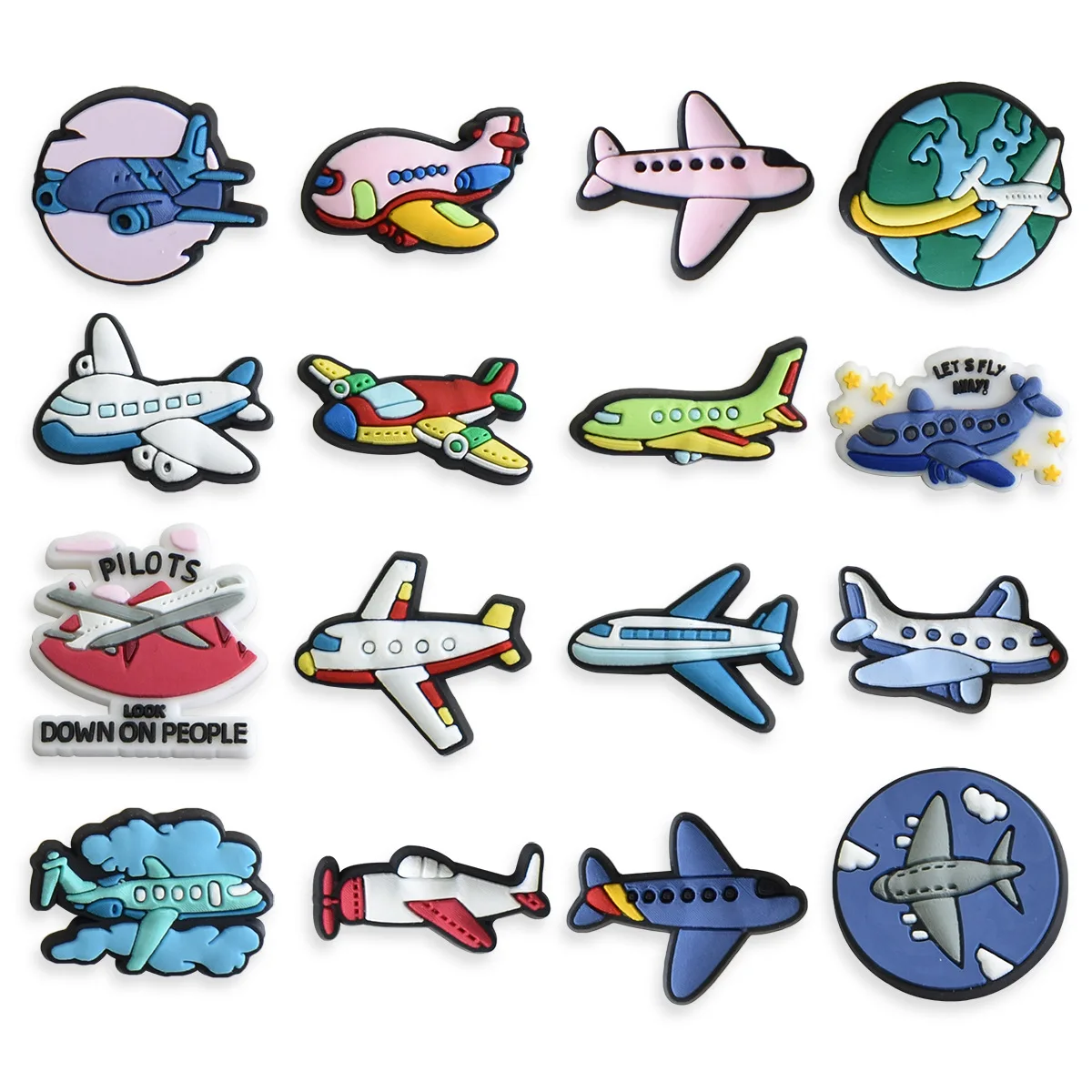 

Hot Sale 1pcs PVC Shoe Charms for Crocs Accessories Plane Aircraft Badge Women Sandals Buckle Kids Pins Men Decoration Jeans