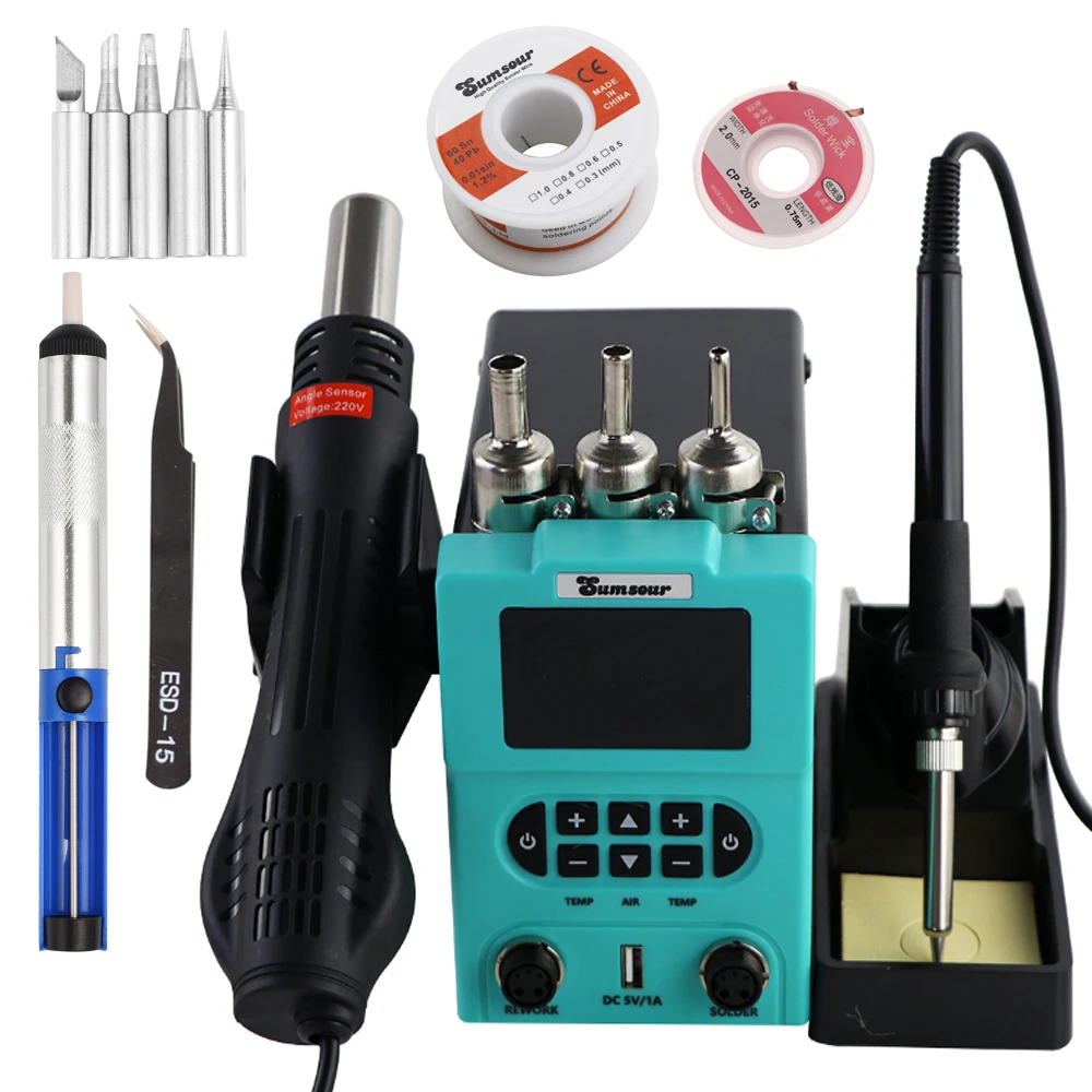 878D Welding Equipment Digital Display Electric Soldering Iron And Hot Air Gun 2 in 1 Soldering Station Repair Electric Tools soldering iron hot air gun soldering station soldering tool