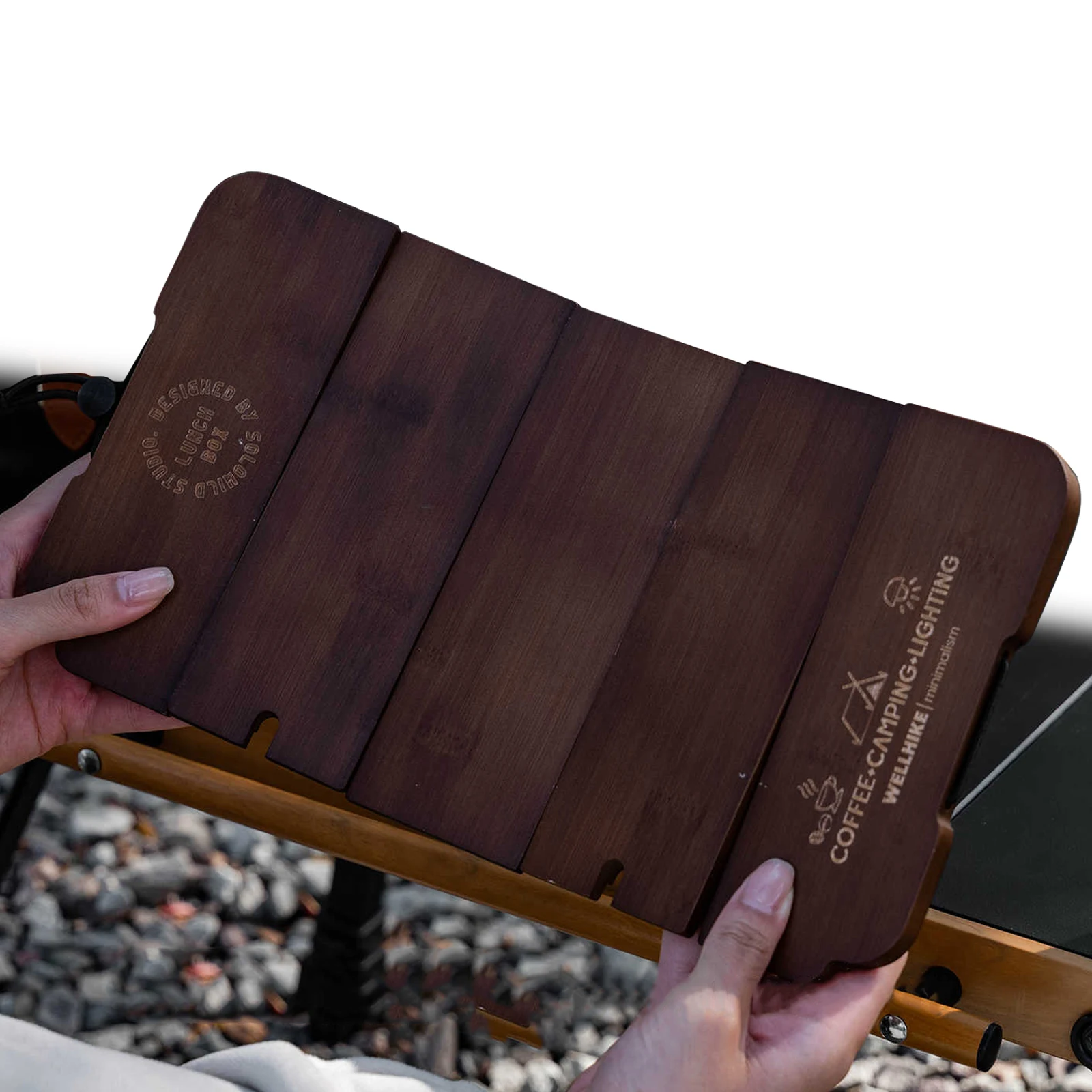 Foldable Wooden Table with Detachable Top Board for Outdoor and Picnic Use